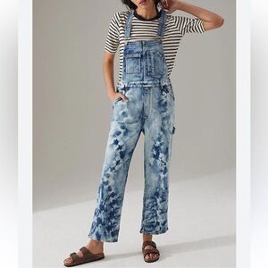 Anthropologie Blue Tie-Dye Denim Jumpsuit